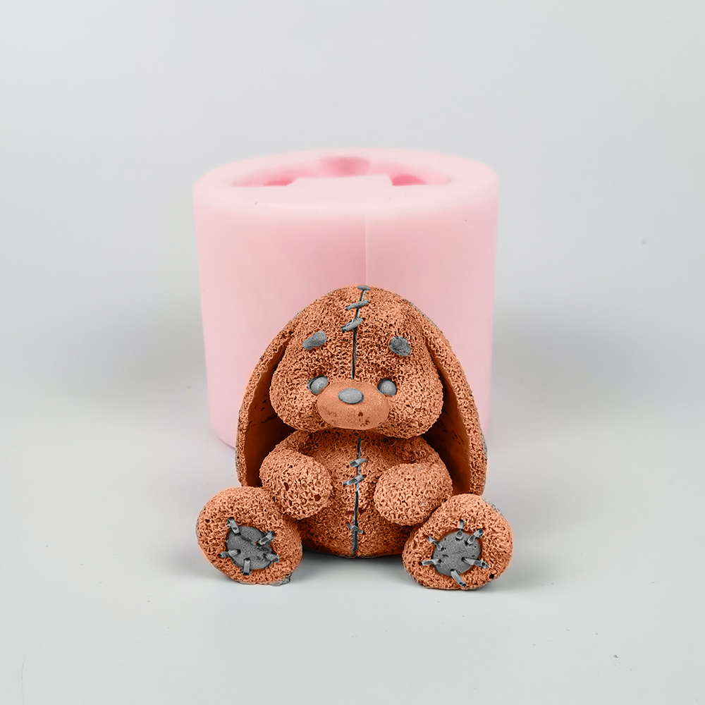 Bunny Cake Mold - แม่พิมพ์ซิลิโคน 3D น่ารักการ์ตูนตุ๊กตาของเล่นกระต่ายสบู่ซิลิโคนแม่พิมพ์ Fondant แม่พิมพ์ช็อกโกแลต Plush