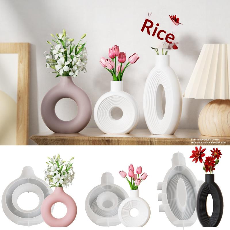 Donut Mold Silicone - แม่พิมพ์ซิลิโคนรูปโดนัทสไตล์นอร์ดิก สำหรับทำกระถางดอกไม้ แจกันจัดดอกไม้ขนาดเล็ก แม่พิมพ์เรซิ่นปูนปลาสเตอร์ ของตกแต่งบ้าน