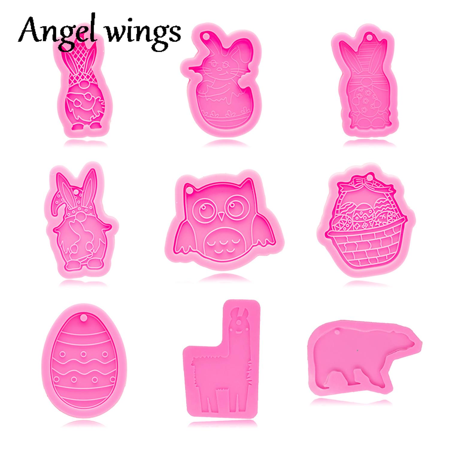 Bunny Cake Mold - DY0943ซิลิโคน Easter Bunny/ไข่/นกฮูก/หมี,พวงกุญแจหัตถกรรมอีพ็อกซี่ DIY เรซิ่น Art