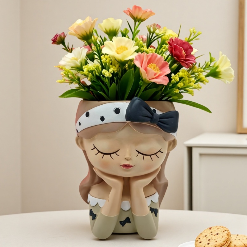 Potsticker Mold - แม่พิมพ์ซิลิโคนรูปโบว์น่ารักสำหรับกระถางต้นไม้ สไตล์นอร์ดิก ทำเองได้ด้วยเรซิ่น ยิปซั่ม สาหร่ายสีเขียว กระถางต้นไม้เนื้อเยื่อสีเขียว