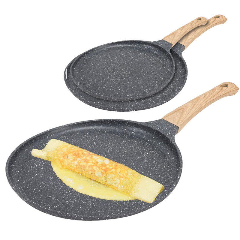Mini Pancake Griddle - กระทะเคลือบเซรามิกสำหรับทำแพนเค้ก ขนาด 20/24/28 ซม. กระทะเครปแบบไม่ติดกระทะ กระทะทอดพิซซ่า