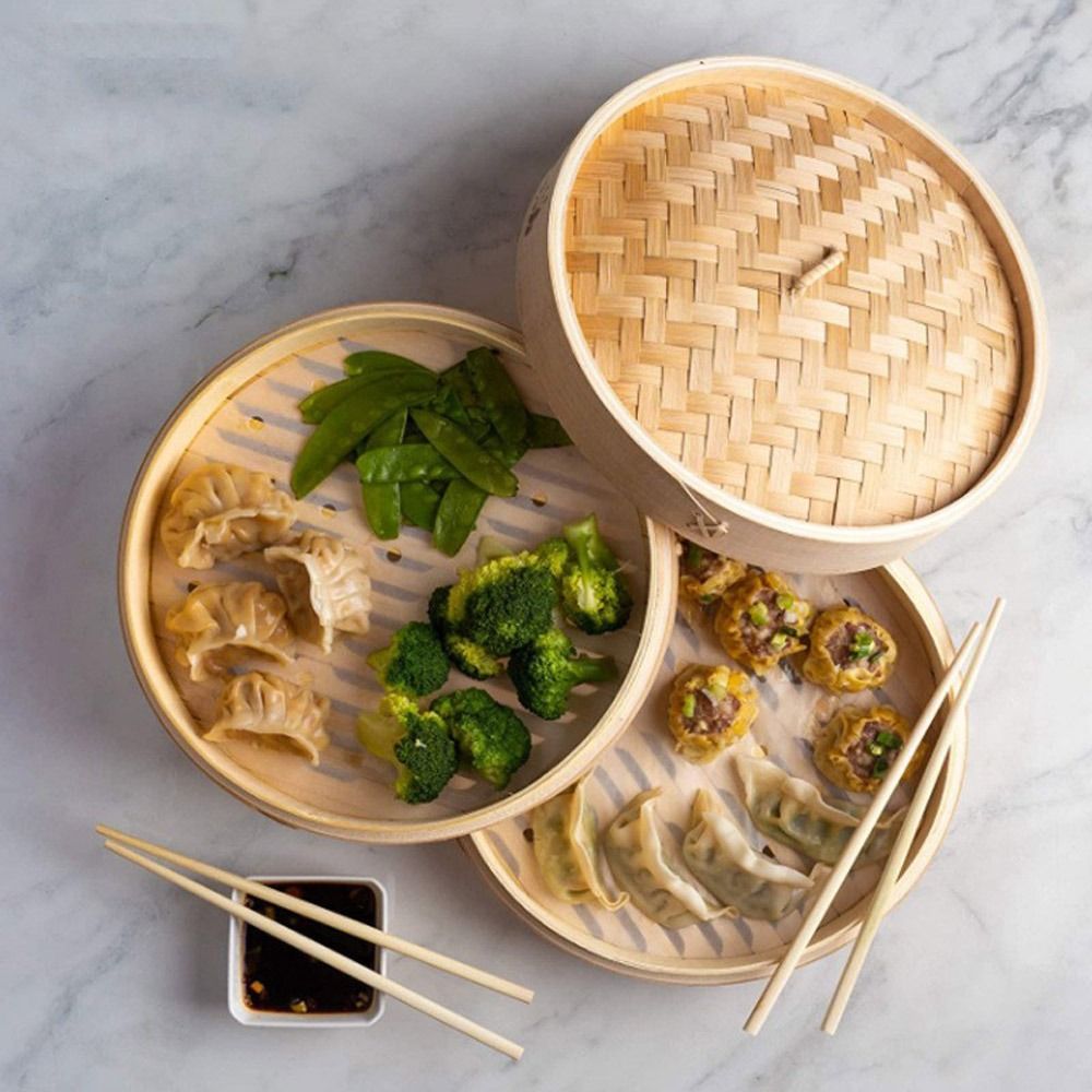ซึ้งนึ่งจีน ซึ้งไม้ไผ่พร้อมฝา  - Bao Steamer Bamboo บทวิจารณ์และราคา
