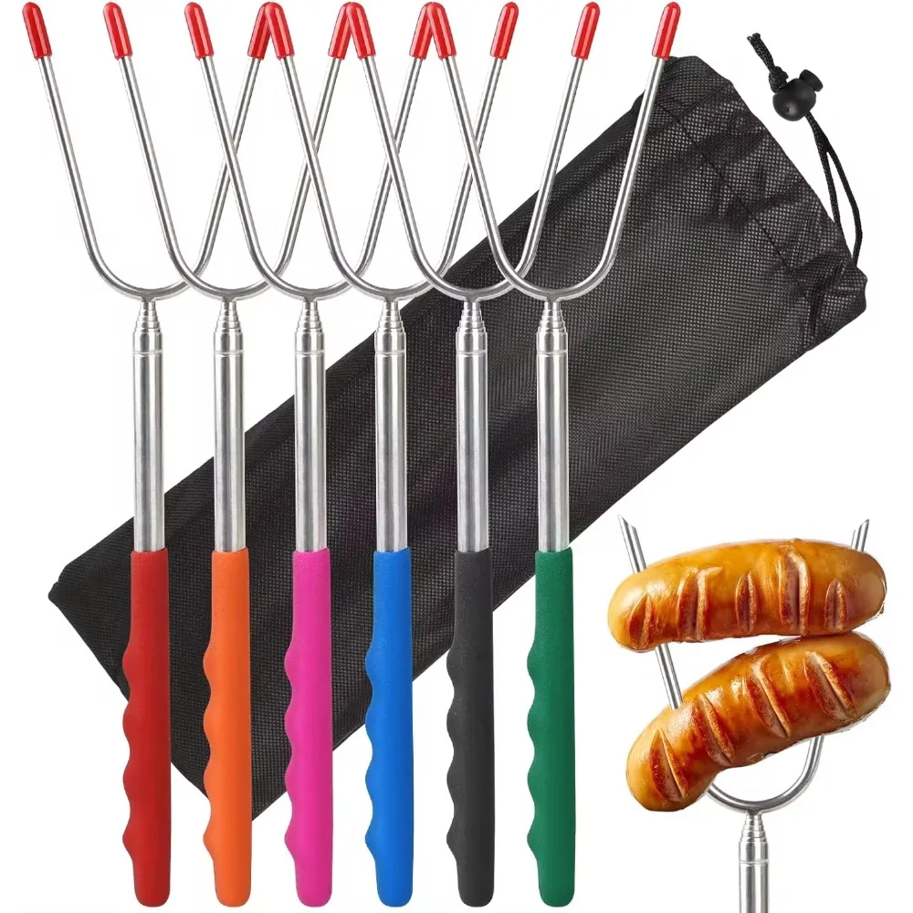 5/6/10pcs Telescopic BBQ Forks - Hot Dog Press บทวิจารณ์และราคา