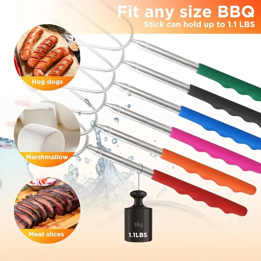 5/6/10pcs Telescopic BBQ Forks - Hot Dog Press บทวิจารณ์และราคา